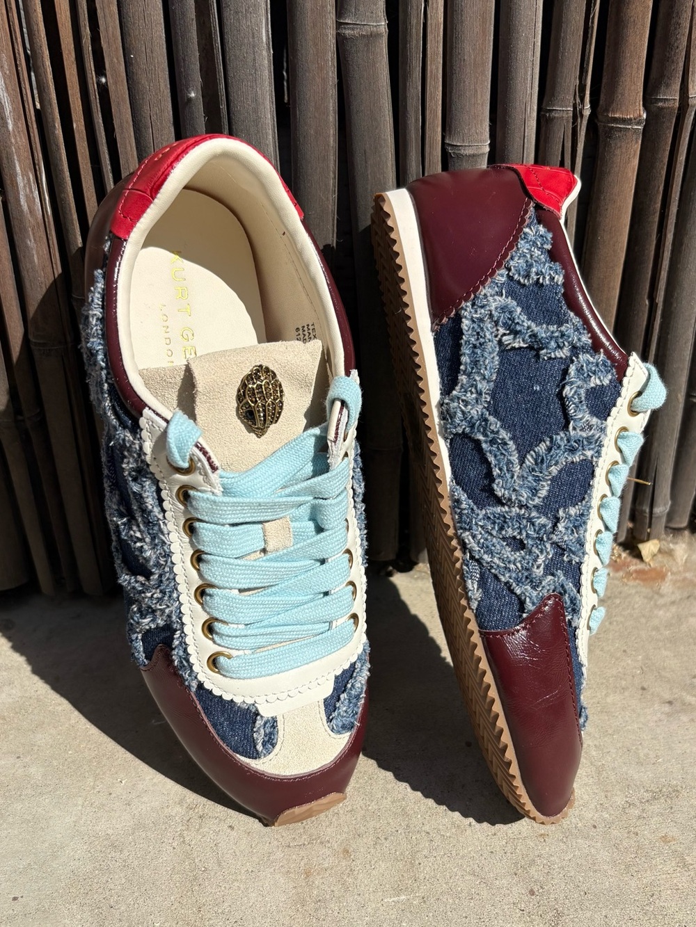 Kurt Geiger Islington Size 7.5 Leather Denim Sneaker - Picture 11 of 15